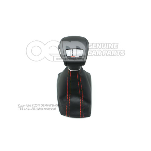 Hlavica radiacej páky s botkou pre radiacu páku (koženka) Čierna/paradajková červená D - 28.02.2022>> - pravostranné riadenie 567713123M DHT