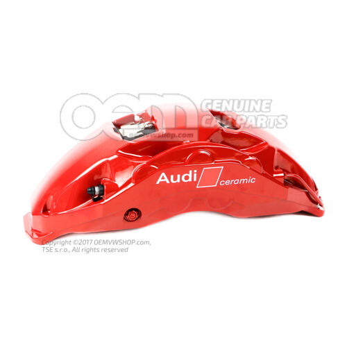 4J3615124E Audi e-tron GT červený strmeň bez brzdových doštičiek pre vozidlá s keramickými brzdovými doštičkami veľkosti 420x40 mm vpredu vpravo