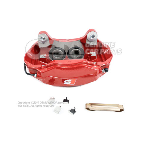 Audi TT/TTS Coupe/Roadster 8S brzdový strmeň pre brzdy rozmer 338x30mm predný pravý červený