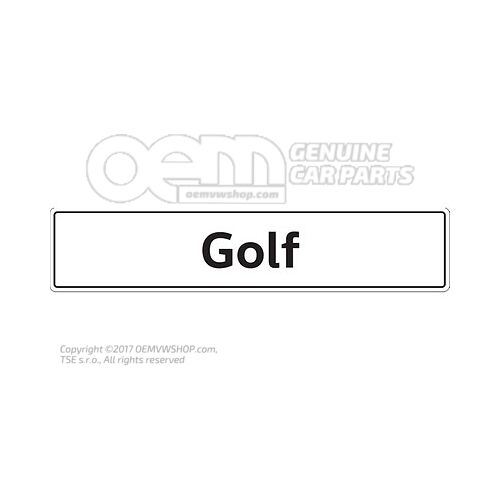 5K0071801F Vehicle number plate sign, Golf number plate type designation
