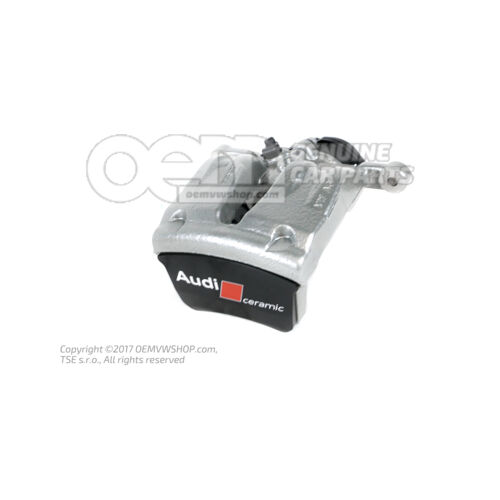 4M8615404A 1VN Audi RS6/RS7/RSQ8 sivá Puzdro brzdového strmeňa so servomotorom, plnené a prepláchnuté bez brzdových doštičiek pre vozidlá s keramickými brzdovými doštičkami rozmer 370x30 mm zadné pravé