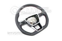 4K0419091BNIBA Audi RS6, RS7 C8 kožený multifunkčný vyhrievaný volant s červeným prešívaním (2)