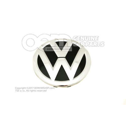 Znak VW čierny vysoký lesk / leštený chróm
