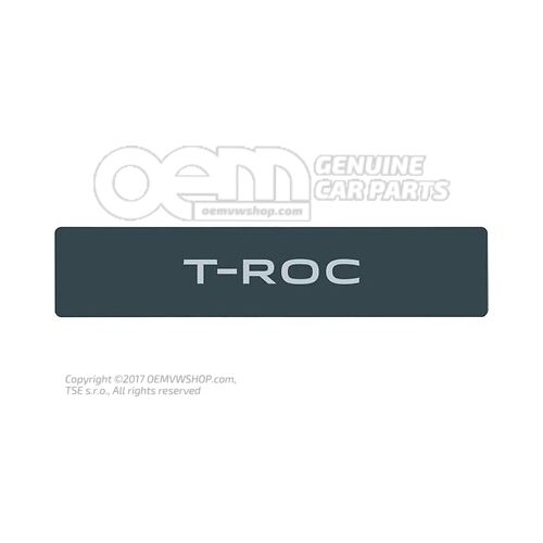 2GA071801B Vehicle number plate sign, "T-Roc" Nummernschildtypbezeichnung, Silber/Grau