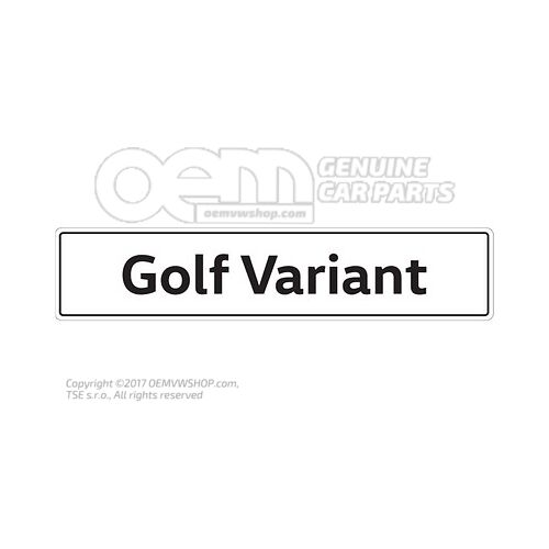 5G9071801A Vehicle number plate sign, Golf Estate number plate type designation