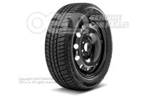 Complete winter wheel 15&quot; steel rim suitable for snow chains 6V0073575A