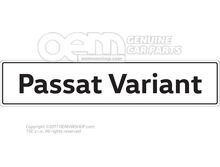 3G9071801 Vehicle number plate sign, Passat Estate number plate type designation