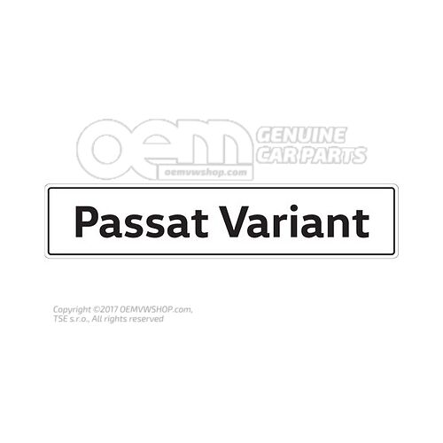 3G9071801 Vehicle number plate sign, Passat Estate number plate type designation