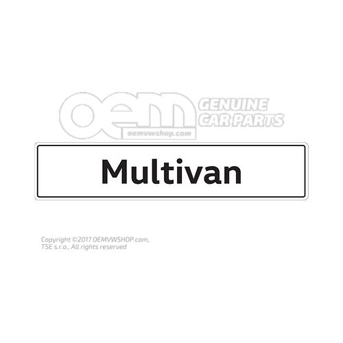 7E5071801A Vehicle number plate sign, Multivan number plate type designation