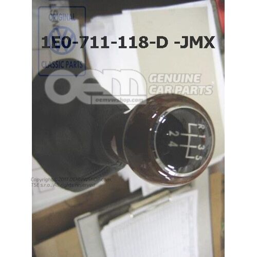 Hlavica radiacej páky (drevo) s kufrom pre radiacu páku (koža) saténová čierna / čerešňové drevo Volkswagen Golf Cabriolet 1E