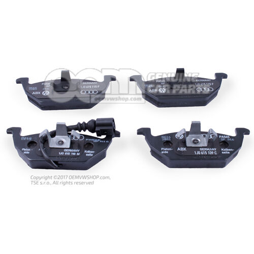 1 sada: brzdové doštičky s indikátorom opotrebovania kotúčovej brzdy 1J0698151P