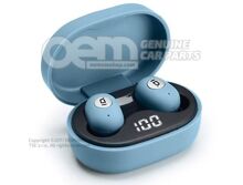11G087626 Bluetooth earbuds, Mid-blue, with charging station, ID. Collection
