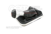 Hlavica rýchlost. páky (koža) s obkladom rých. páky (koža) čierna/strieborná/červená (1)