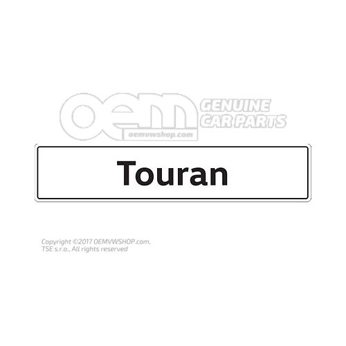 1T0071801A Vehicle number plate sign, Touran number plate type designation