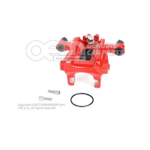 5WA615424E Volkswagen Golf / Audi A3/S3/Sportback červená Kryt brzdového strmeňa, naplnený a prepláchnutý bez brzdových doštičiek veľkosť 310x22mm zadný pravý