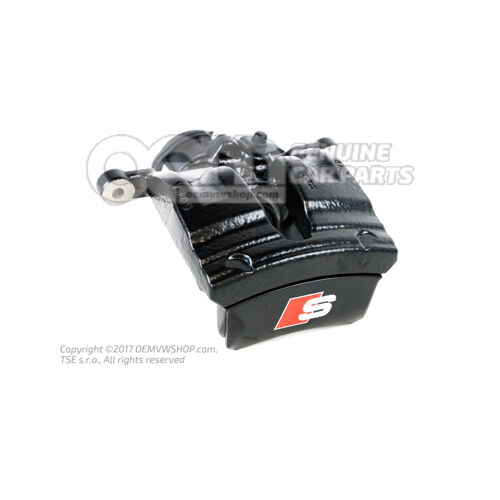 4N0615403H QB7 Audi A8/S8 čierna Puzdro brzdového strmeňa so servomotorom, plnené a prepláchnuté bez brzdových doštičiek veľkosť 350x28mm zadné ľavé