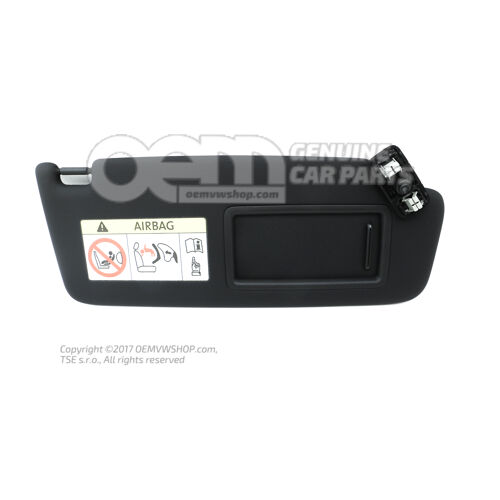 Slnečná clona so zrkadlom a krytom čierna 5G0857552DC3H8