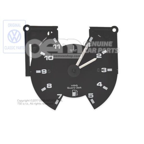 Hodiny s výrezom na ukazovateľ zásoby paliva a ukazovateľ teploty