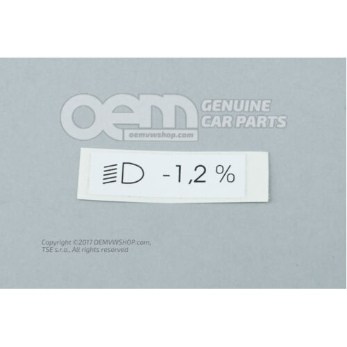 Štítok parametrov na vertik. nastavenie svetlometov