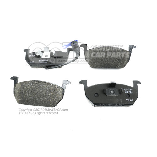 1 set: brake pads with wear indicator for disc brake 5Q0698151T