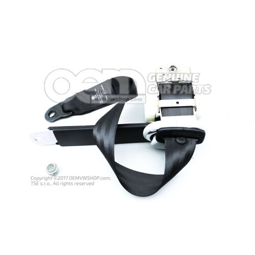 Trojbodový bezpečnostný pás s navijakom čiernej farby