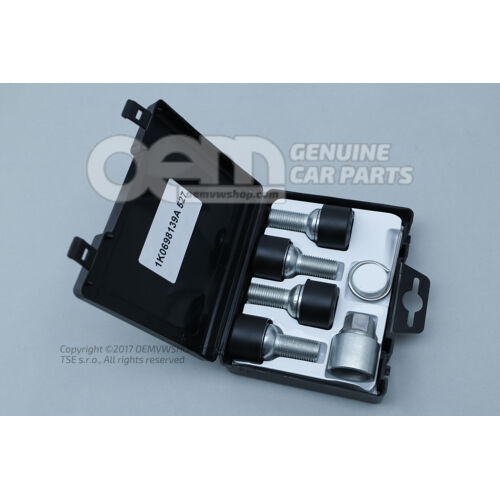 1 súpr. skrutiek kolesa, zamedzujúca krádeži