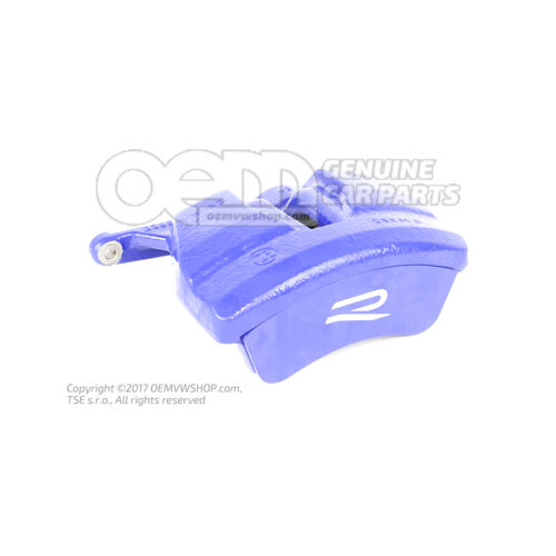 Volkswagen Golf 8R modrý strmeň bez brzdových doštičiek pre brzdy rozmer 360x34mm predný ľavý