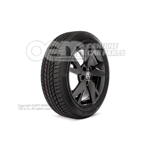 Kompletné zimné koleso 17" hliníkový ráfik vhodný pre snehové reťaze Brilantná čierna metalíza 5E3073527  FL8