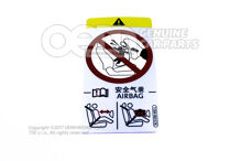 Štítok par. s piktogramom pre - AIRBAG / ZÁKAZ DETSKEJ SED -