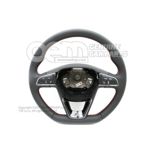 Multiriadiaci (kožený) volant čierny / čierny / červený