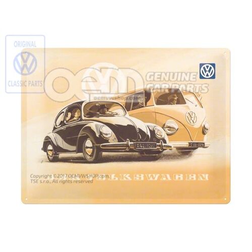 cín-plechová značka chrobák a autobus