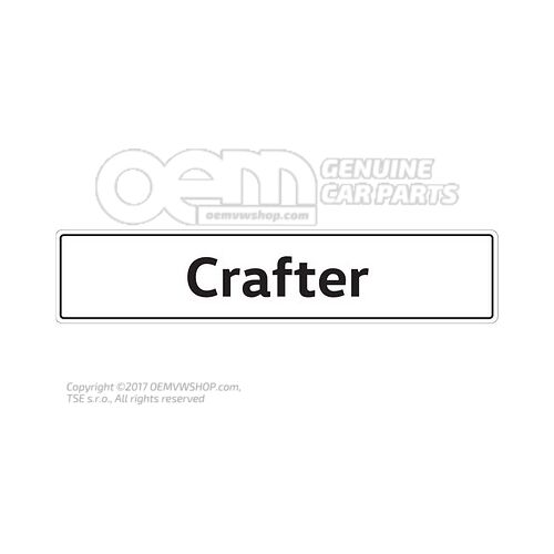 2E0071801A Vehicle number plate sign, Crafter number plate type designation