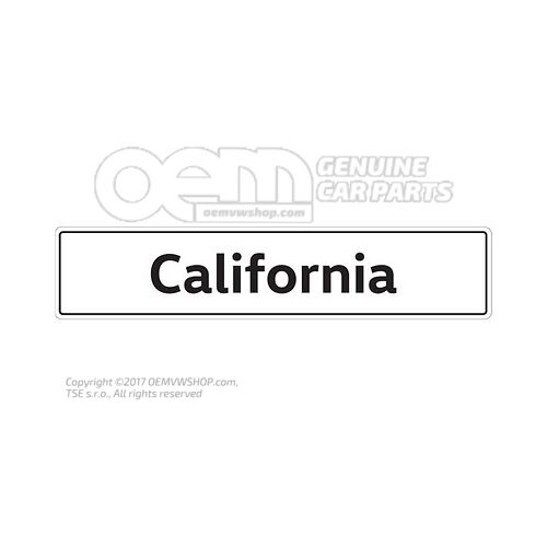 7H7071801A Vehicle number plate sign, California number plate type designation