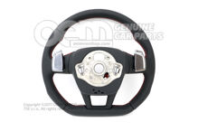 4K0419091BNIBA Audi RS6, RS7 C8 kožený multifunkčný vyhrievaný volant s červeným prešívaním (5)