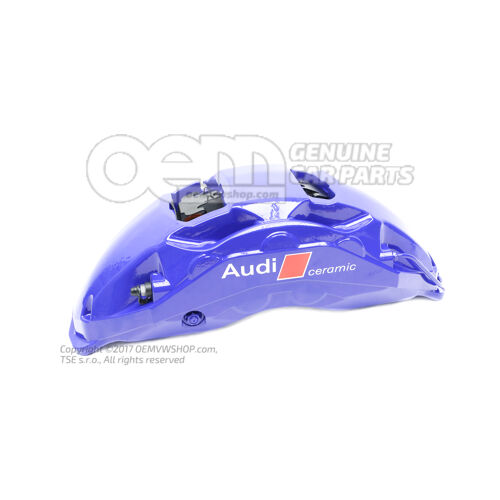 4J3615124F Audi e-tron GT blue Brzdový strmeň bez brzdových doštičiek pre vozidlá s keramickými brzdovými doštičkami veľkosti 420x40 mm vpredu vpravo