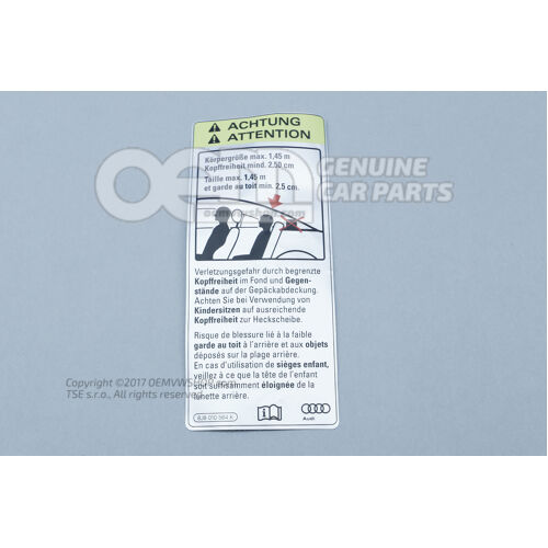 Štít. param.   'POZOR/WARNING' obmedzený priestor pre hlavu