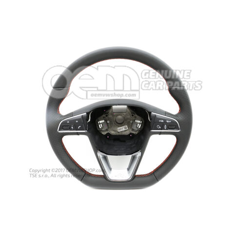 Multivládací (kožený) volant čierny / flashrot