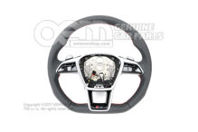 4K0419091BNIBA Audi RS6, RS7 C8 kožený multifunkčný vyhrievaný volant s červeným prešívaním