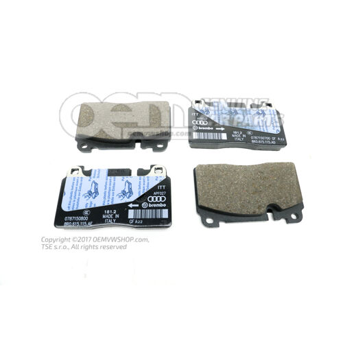 1 sada: brzdové doštičky s indikátorom opotrebenia pre kotúčovú brzdu 1 sada brzdových doštičiek pre kotúčovú brzdu 8R0698151AH