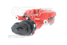 4M8615403 QC8 Audi RS6/RS7/RSQ8 červená Puzdro brzdového strmeňa so servomotorom, plnené a prepláchnuté bez brzdových doštičiek pre vozidlá s keramickými brzdovými doštičkami rozmer 370x30 mm vzadu vľavo (1)