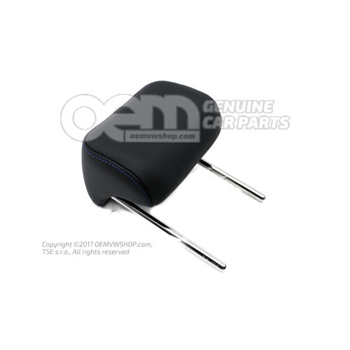 Opierka hlavy s poťahom, nastaviteľná (koženka) Titánová čierna/modrá 2GA885901F YRA