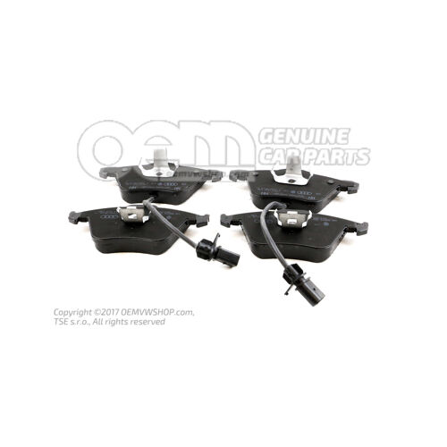 1 sada: brzdové doštičky s indikátorom opotrebovania kotúčovej brzdy 8E0698151AA