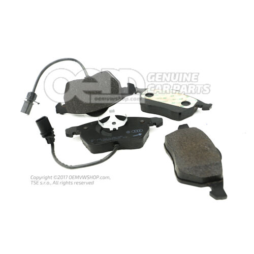 1 sada: brzdové doštičky s indikátorom opotrebovania kotúčovej brzdy 8E0698151T