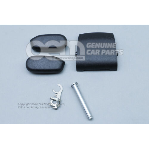 1 sada: spojovací diel pre trojbodový bezpečnostný pás, horná časť / spodná časť saténová čierna Volkswagen Phaeton 3D