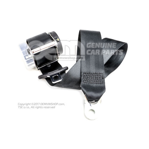 Trojbodový bezpečnostný pás s navijakom čiernej farby