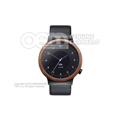 11A050800 Wristwatch, Black, solar-powered, wooden casing, ID. Collection