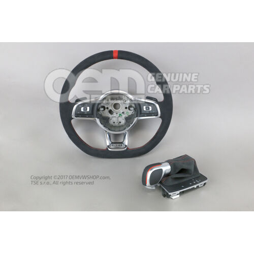 Volkswagen Golf VII 5G Clubsport alcantara multifunkčný volant DSG s hlavicou radiacej páky DSG 5G0498091C NNM