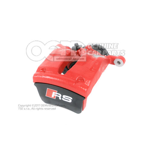 4M8615404 QC8 Audi RS6/RS7/RSQ8 červená Puzdro brzdového strmeňa so servomotorom, plnené a prepláchnuté bez brzdových doštičiek pre vozidlá s keramickými brzdovými doštičkami rozmer 370x30 mm zadné pravé