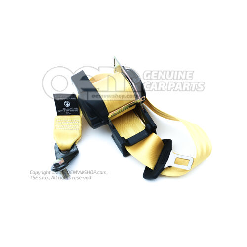 Trojbodový bezpečnostný pás žltý / saténový čierny