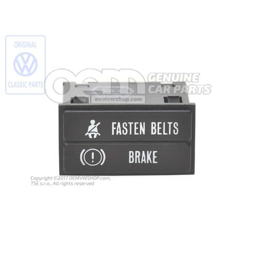 Kontrolka pre bezpečnostný pás a dvojokruhovú a ručnú brzdu